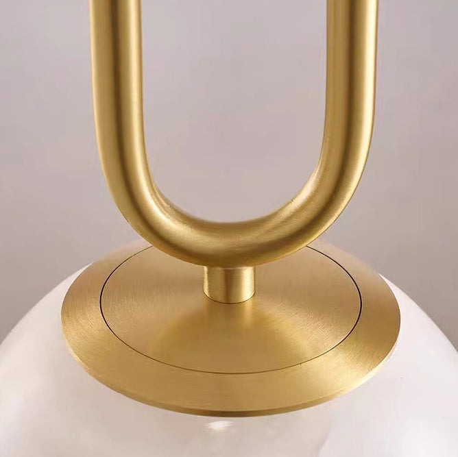 Contemporary Scandinavian Stone Brass Oval Globe 1-Light Pendant Light For Bedroom & Living Room