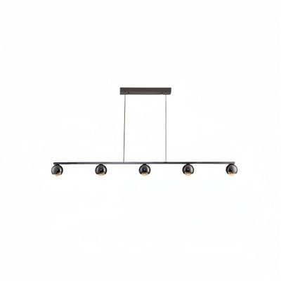 Contemporary Scandinavian Iron Aluminum Acrylic Linear Globe LED Chandelier Island Light For Dining Room & Living Room