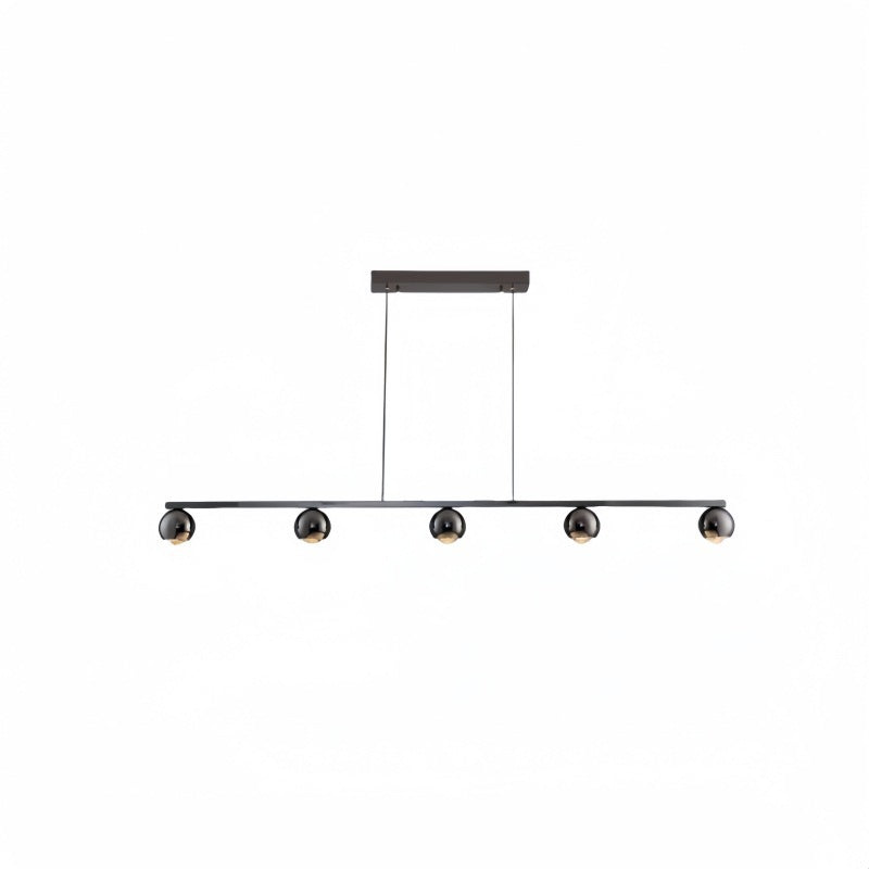 Contemporary Scandinavian Iron Aluminum Acrylic Linear Globe LED Chandelier Island Light For Dining Room & Living Room