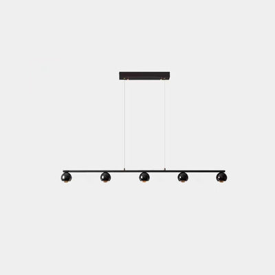 Contemporary Scandinavian Iron Aluminum Acrylic Linear Globe LED Chandelier Island Light For Dining Room & Living Room