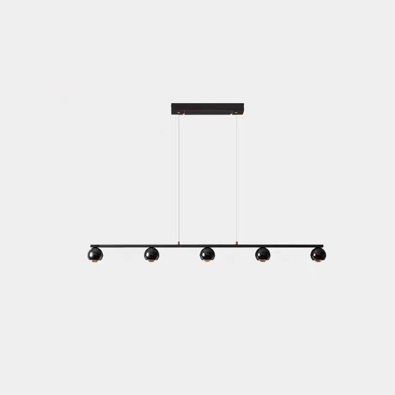 Contemporary Scandinavian Iron Aluminum Acrylic Linear Globe LED Chandelier Island Light For Dining Room & Living Room