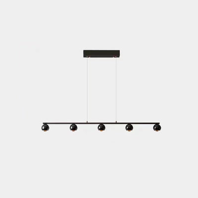 Contemporary Scandinavian Iron Aluminum Acrylic Linear Globe LED Chandelier Island Light For Dining Room & Living Room
