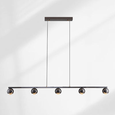 Contemporary Scandinavian Iron Aluminum Acrylic Linear Globe LED Chandelier Island Light For Dining Room & Living Room