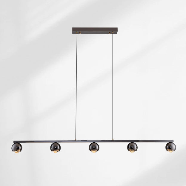 Contemporary Scandinavian Iron Aluminum Acrylic Linear Globe LED Chandelier Island Light For Dining Room & Living Room