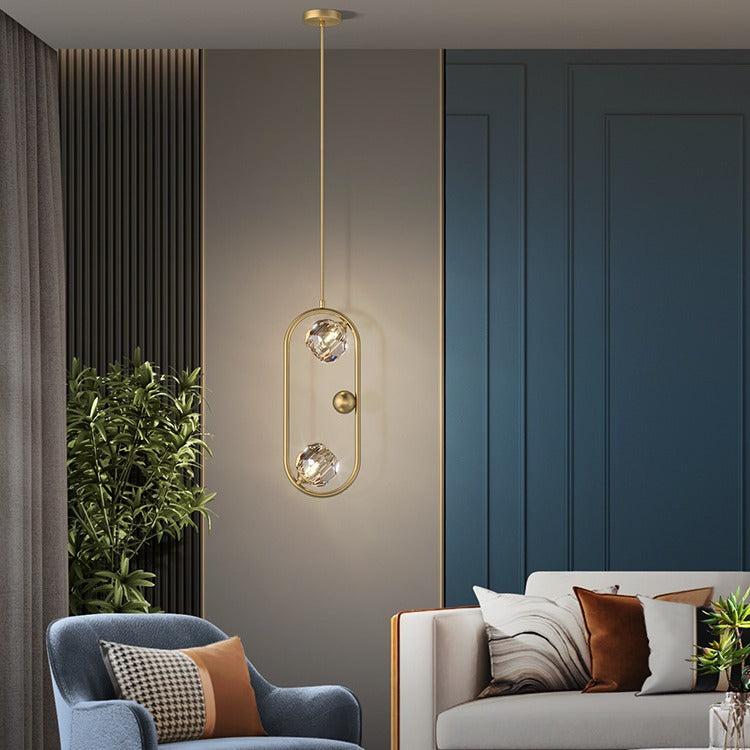 Lustre LED ovale rond en cristal et laiton moderne de luxe pour salle à manger et salon 