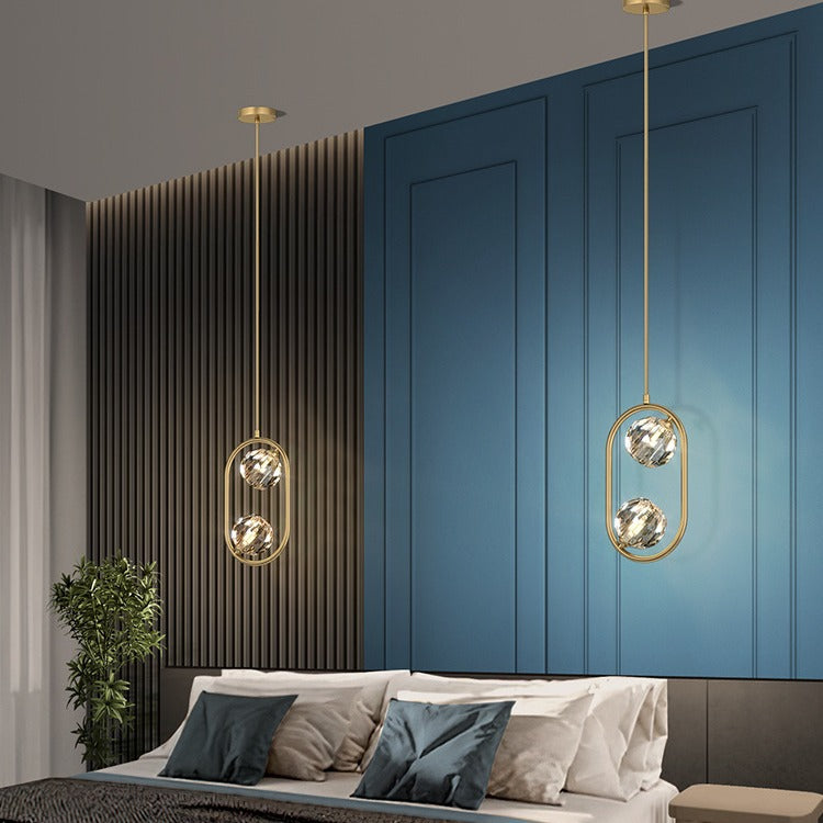 Lustre LED ovale rond en cristal et laiton moderne de luxe pour salle à manger et salon 