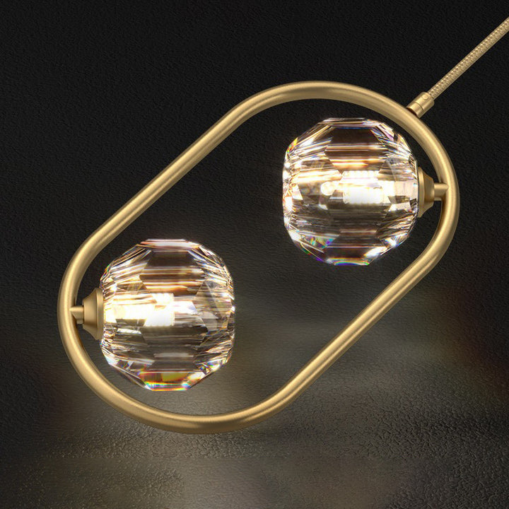 Lustre LED ovale rond en cristal et laiton moderne de luxe pour salle à manger et salon 