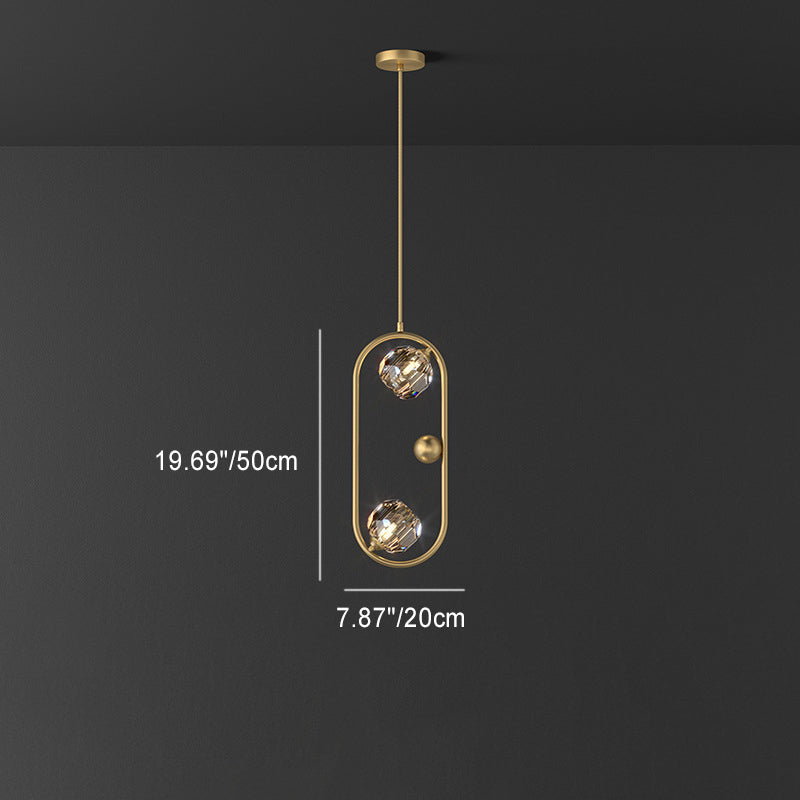 Lustre LED ovale rond en cristal et laiton moderne de luxe pour salle à manger et salon 