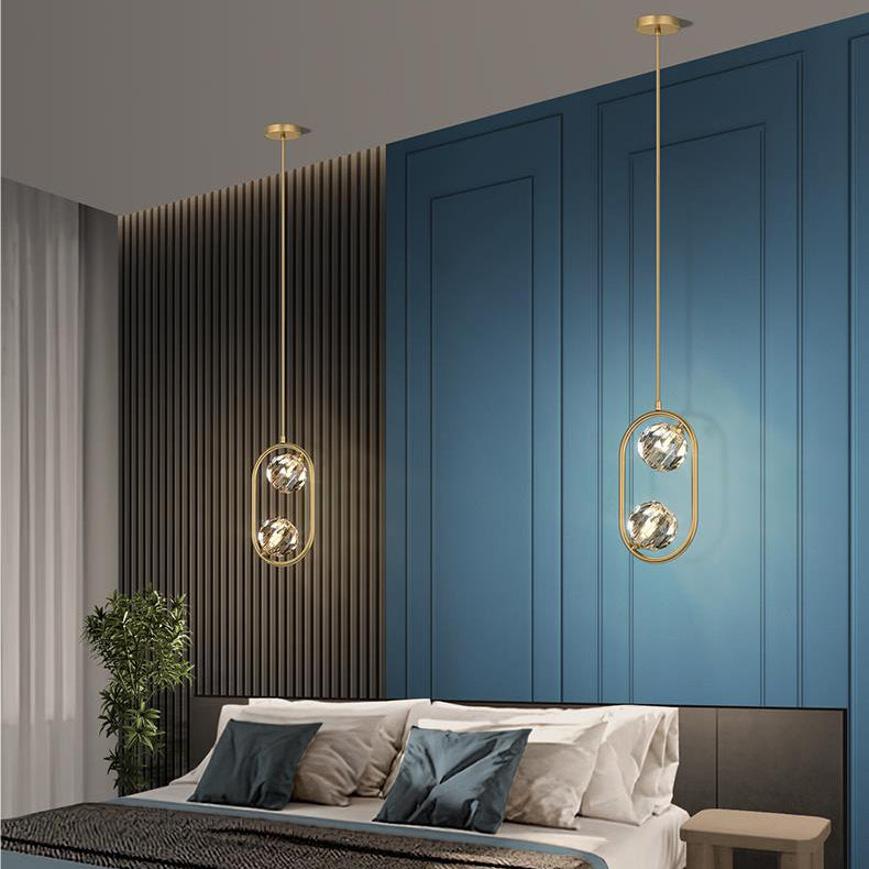 Lustre LED ovale rond en cristal et laiton moderne de luxe pour salle à manger et salon 
