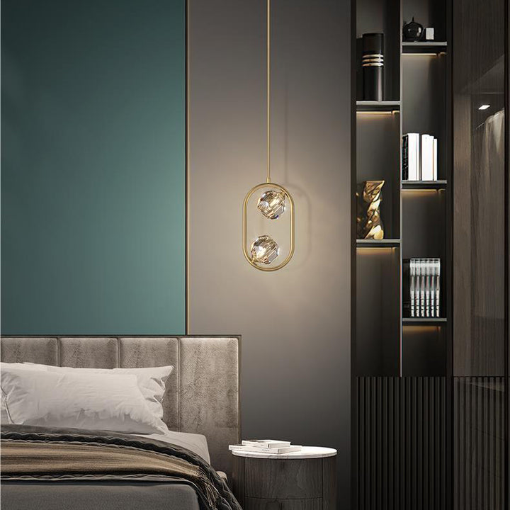Lustre LED ovale rond en cristal et laiton moderne de luxe pour salle à manger et salon 