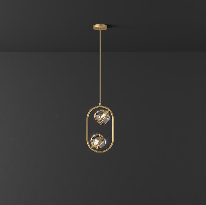 Lustre LED ovale rond en cristal et laiton moderne de luxe pour salle à manger et salon 