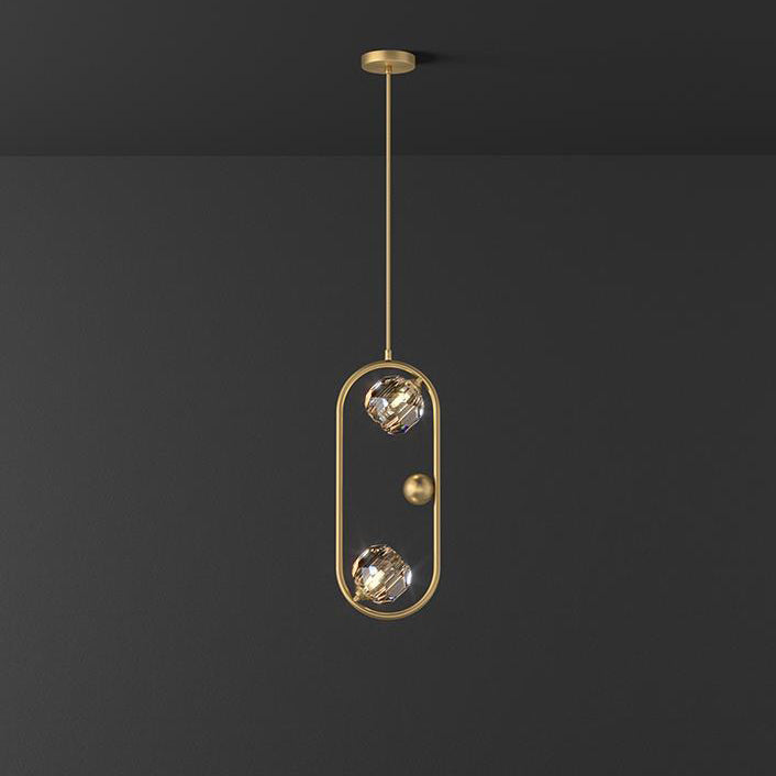 Lustre LED ovale rond en cristal et laiton moderne de luxe pour salle à manger et salon 