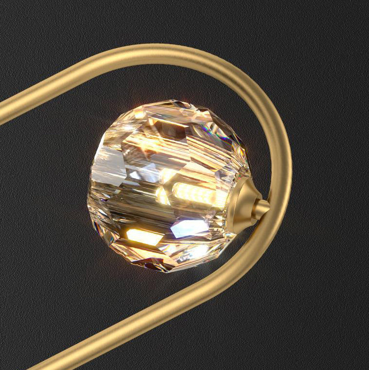 Lustre LED ovale rond en cristal et laiton moderne de luxe pour salle à manger et salon 