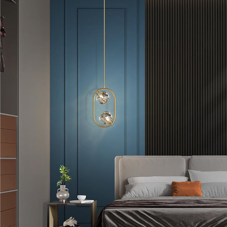 Lustre LED ovale rond en cristal et laiton moderne de luxe pour salle à manger et salon 