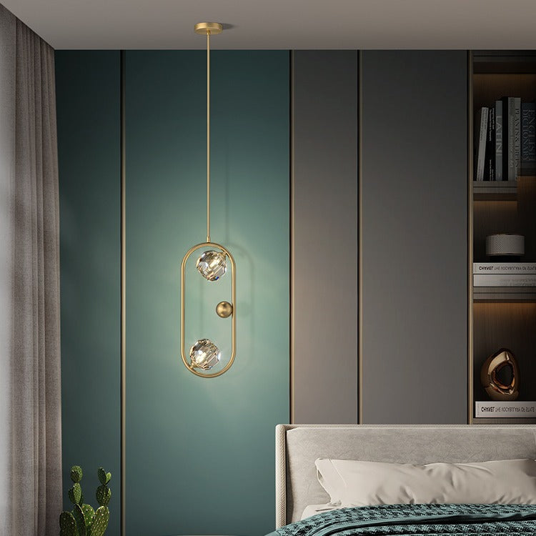 Lustre LED ovale rond en cristal et laiton moderne de luxe pour salle à manger et salon 