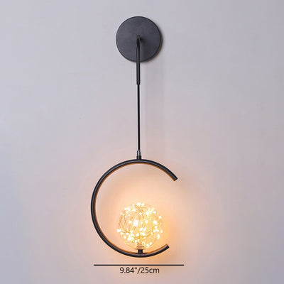 Contemporary Scandinavian Glass Iron Round Square Curved LED Wall Sconce Lamp For Bedroom & Living Room
