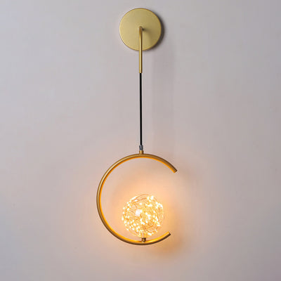 Contemporary Scandinavian Glass Iron Round Square Curved LED Wall Sconce Lamp For Bedroom & Living Room