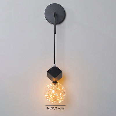 Contemporary Scandinavian Glass Iron Round Square Curved LED Wall Sconce Lamp For Bedroom & Living Room