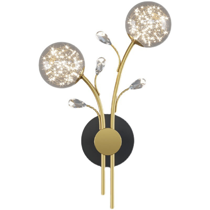 Contemporary Creative Glass Iron Branch Globe Round LED Wall Sconce Lamp For Bedroom & Living Room