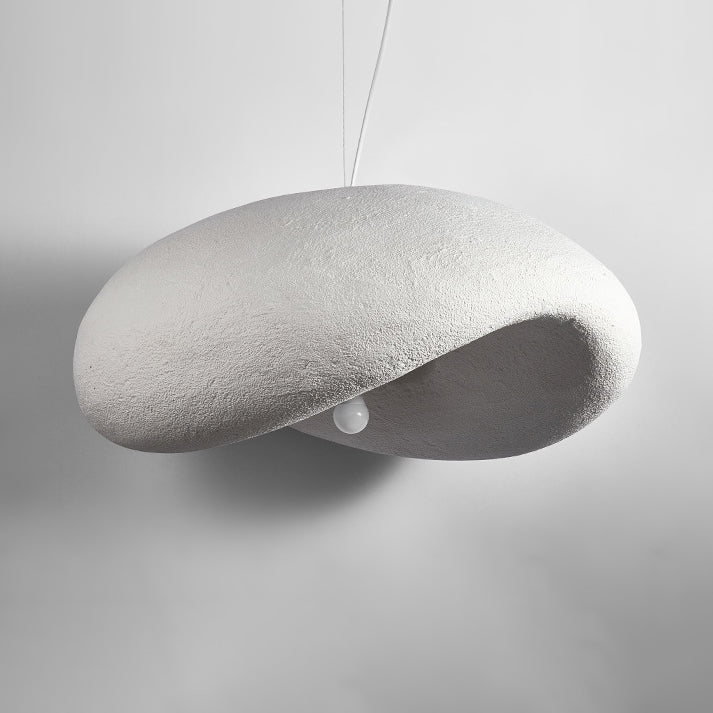 Traditional Japanese Polystyrene Irregular Curved Round 1-Light Pendant Light For Bedroom & Living Room