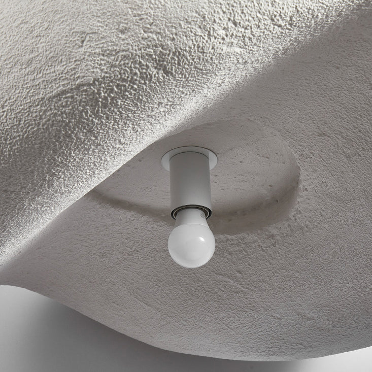 Traditional Japanese Polystyrene Irregular Curved Round 1-Light Pendant Light For Bedroom & Living Room