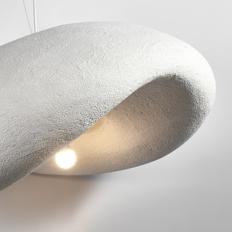 Traditional Japanese Polystyrene Irregular Curved Round 1-Light Pendant Light For Bedroom & Living Room