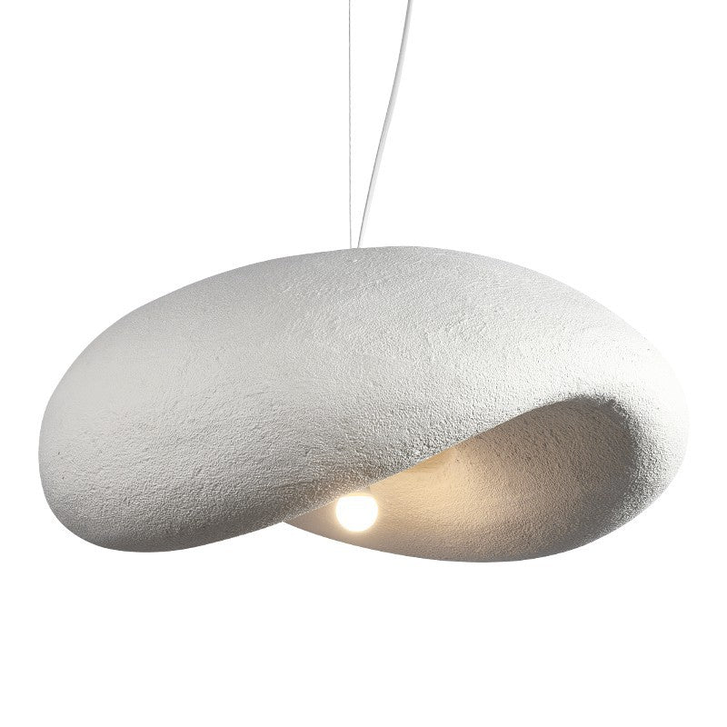 Traditional Japanese Polystyrene Irregular Curved Round 1-Light Pendant Light For Bedroom & Living Room