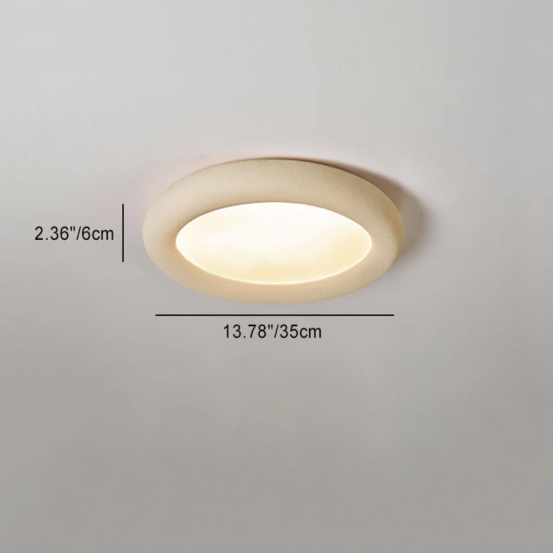 Modern Minimalist Fiberglass Acrylic Iron Round LED Flush Mount Ceiling Light For Bedroom &amp; Living Room