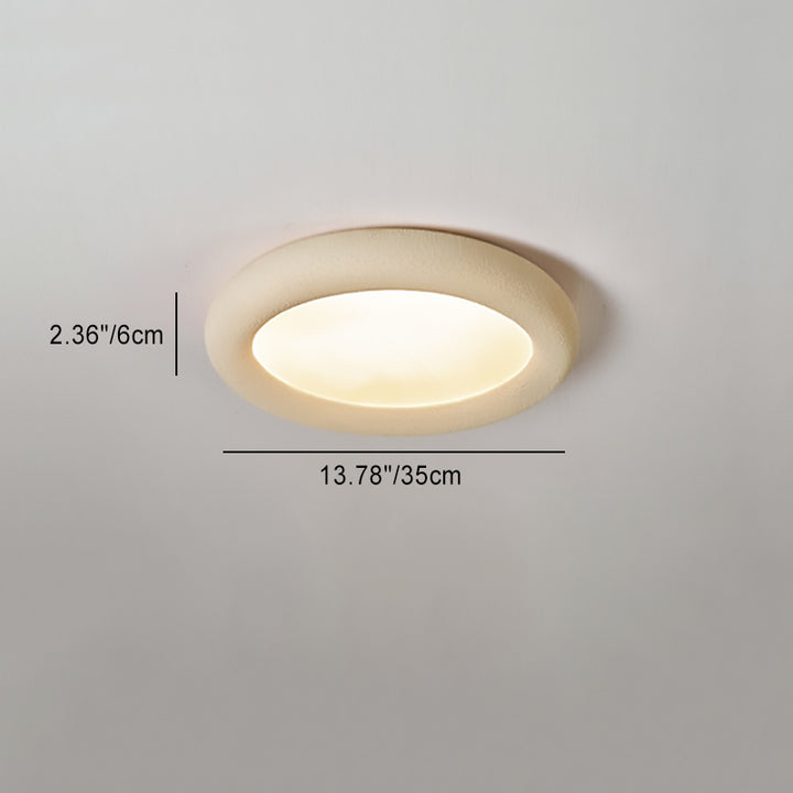 Modern Minimalist Fiberglass Acrylic Iron Round LED Flush Mount Ceiling Light For Bedroom &amp; Living Room