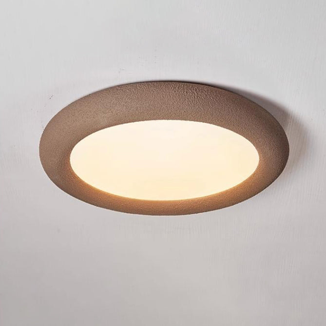 Modern Minimalist Fiberglass Acrylic Iron Round LED Flush Mount Ceiling Light For Bedroom &amp; Living Room