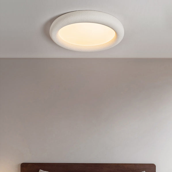 Modern Minimalist Fiberglass Acrylic Iron Round LED Flush Mount Ceiling Light For Bedroom &amp; Living Room