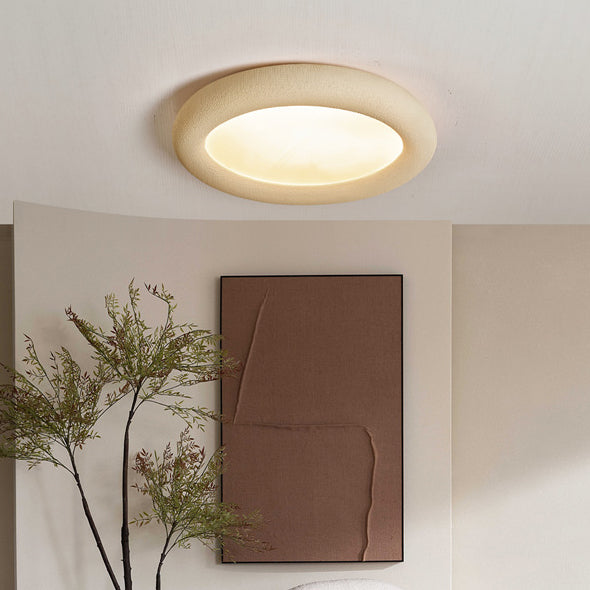 Modern Minimalist Fiberglass Acrylic Iron Round LED Flush Mount Ceiling Light For Bedroom &amp; Living Room