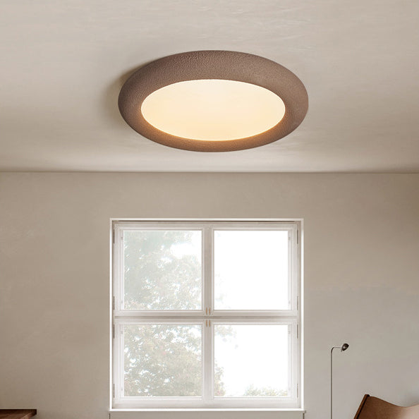 Modern Minimalist Fiberglass Acrylic Iron Round LED Flush Mount Ceiling Light For Bedroom &amp; Living Room