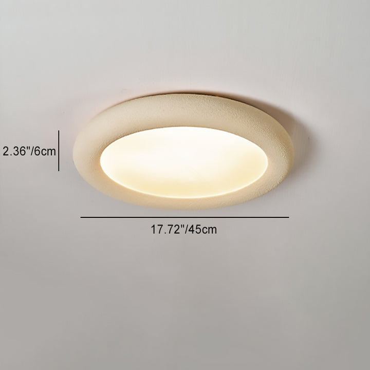 Modern Minimalist Fiberglass Acrylic Iron Round LED Flush Mount Ceiling Light For Bedroom &amp; Living Room
