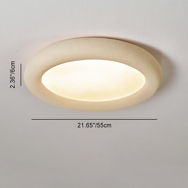 Modern Minimalist Fiberglass Acrylic Iron Round LED Flush Mount Ceiling Light For Bedroom &amp; Living Room