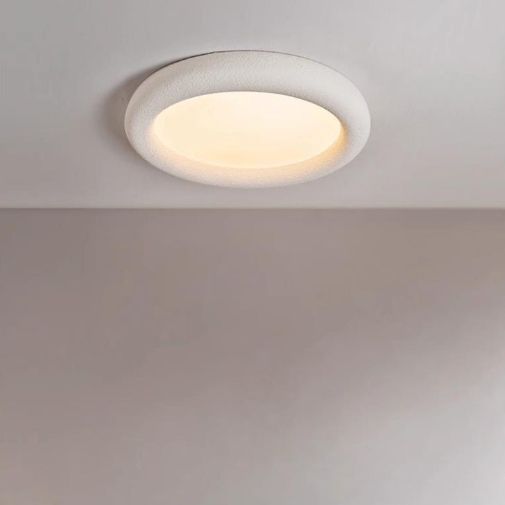 Modern Minimalist Fiberglass Acrylic Iron Round LED Flush Mount Ceiling Light For Bedroom &amp; Living Room