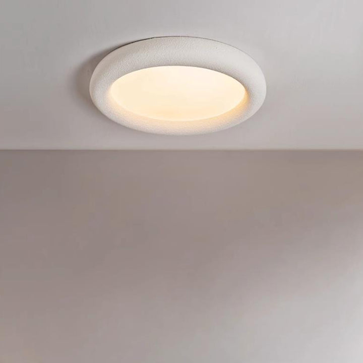 Modern Minimalist Fiberglass Acrylic Iron Round LED Flush Mount Ceiling Light For Bedroom &amp; Living Room