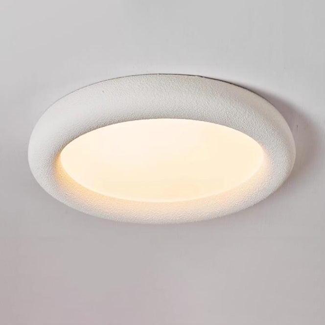 Modern Minimalist Fiberglass Acrylic Iron Round LED Flush Mount Ceiling Light For Bedroom &amp; Living Room