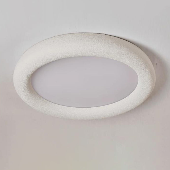 Modern Minimalist Fiberglass Acrylic Iron Round LED Flush Mount Ceiling Light For Bedroom &amp; Living Room