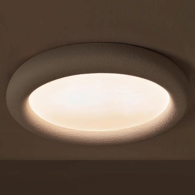 Modern Minimalist Fiberglass Acrylic Iron Round LED Flush Mount Ceiling Light For Bedroom &amp; Living Room