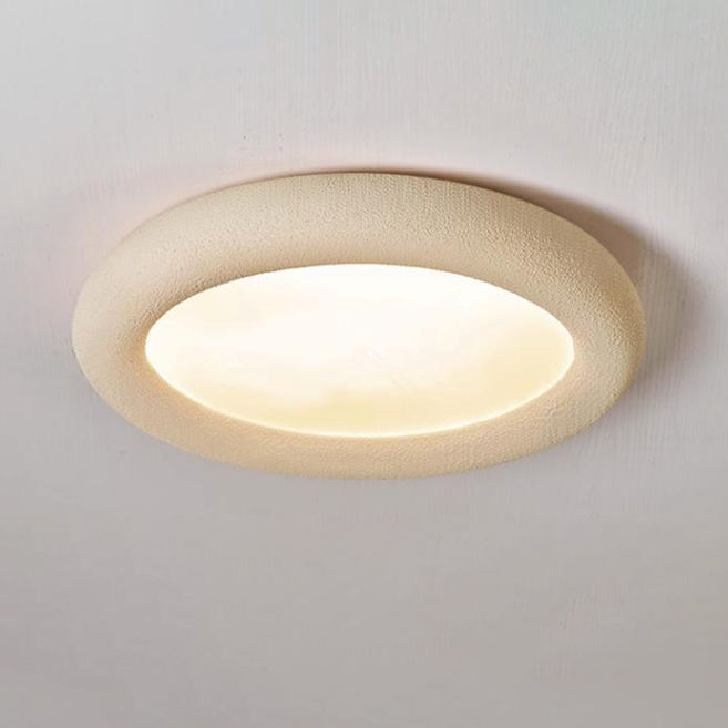 Modern Minimalist Fiberglass Acrylic Iron Round LED Flush Mount Ceiling Light For Bedroom &amp; Living Room