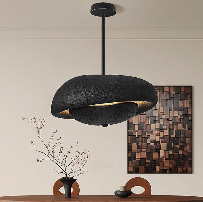 Traditional Japanese Resin Irregular Round 3-Light Chandelier For Bedroom & Living Room