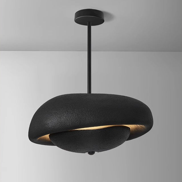 Traditional Japanese Resin Irregular Round 3-Light Chandelier For Bedroom & Living Room
