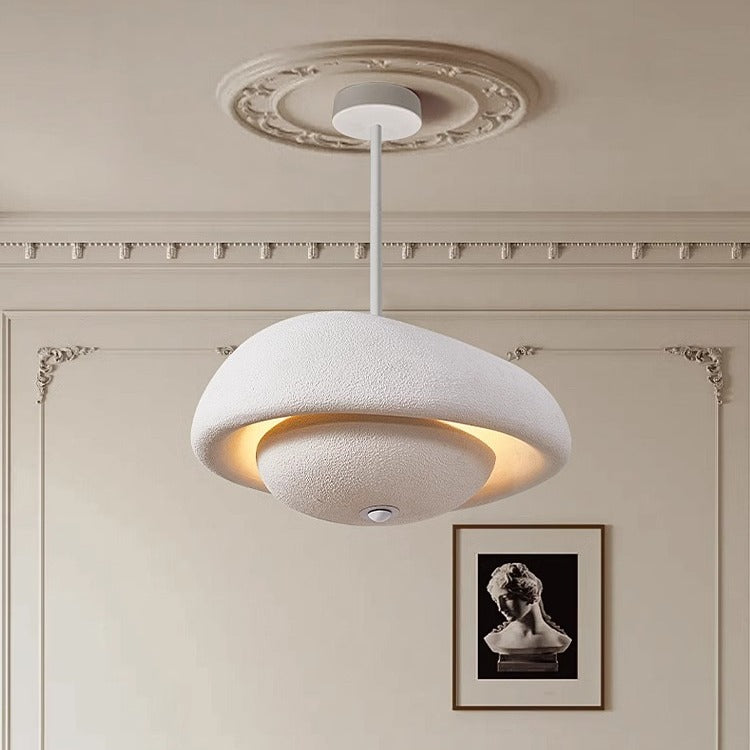 Traditional Japanese Resin Irregular Round 3-Light Chandelier For Bedroom & Living Room