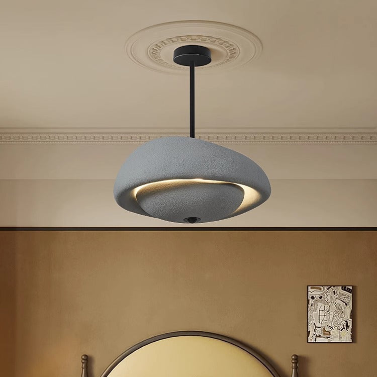 Traditional Japanese Resin Irregular Round 3-Light Chandelier For Bedroom & Living Room