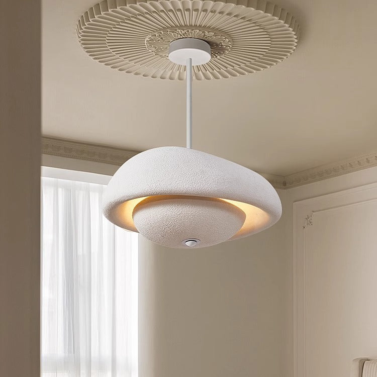 Traditional Japanese Resin Irregular Round 3-Light Chandelier For Bedroom & Living Room