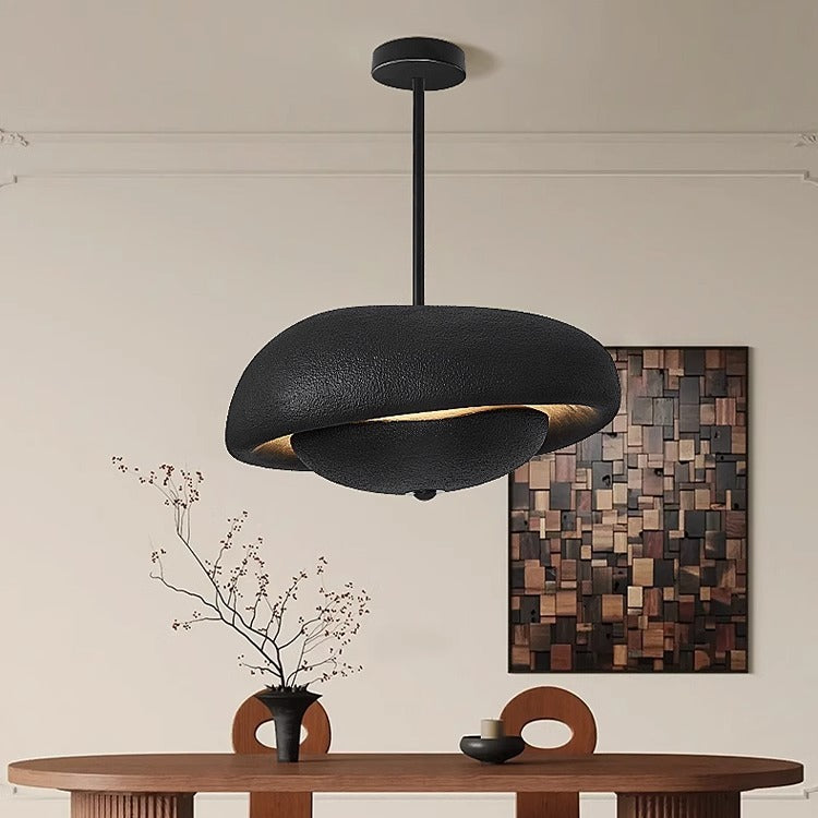 Traditional Japanese Resin Irregular Round 3-Light Chandelier For Bedroom & Living Room
