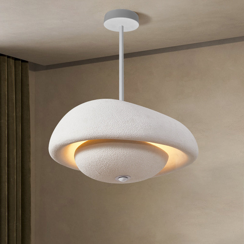 Traditional Japanese Resin Irregular Round 3-Light Chandelier For Bedroom & Living Room