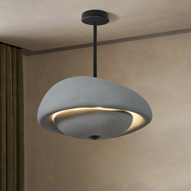 Traditional Japanese Resin Irregular Round 3-Light Chandelier For Bedroom & Living Room