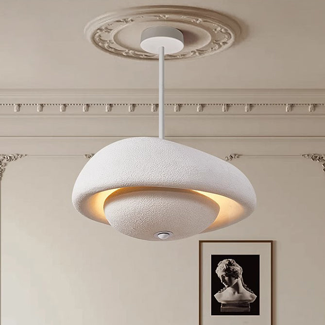 Traditional Japanese Resin Irregular Round 3-Light Chandelier For Bedroom & Living Room